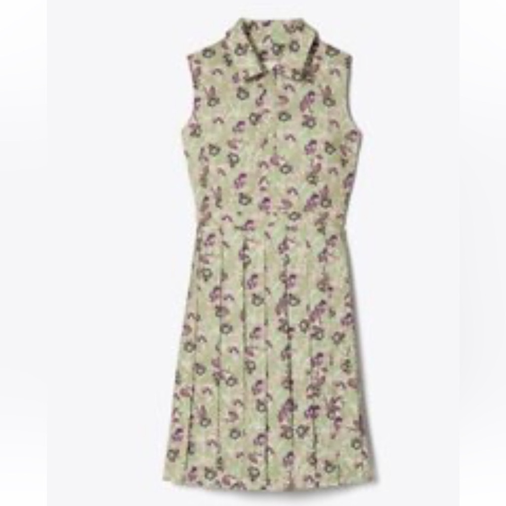 Tory Burch Printed Performance Stretch Golf Dress Green Scribble Flower